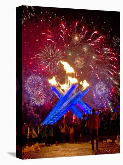 Fireworks after Gretzky Lit the Olympic Cauldron at the Opening Ceremonies of the 2010 Winter Games-null-Premier Image Canvas