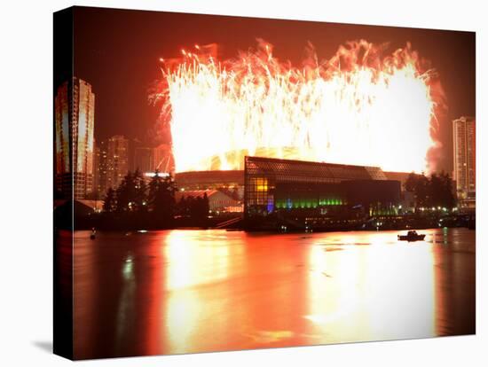 Fireworks are Seen over the BC Place after the Opening Ceremony for the Vancouver 2010 Olympics-null-Premier Image Canvas