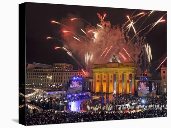 Fireworks at the Brandenburg Gate in Berlin, Germany Commemorating the Fall of the Berlin Wall-null-Premier Image Canvas