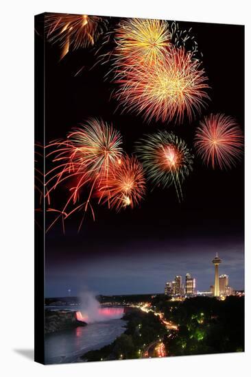 Fireworks Display Over Niagara Falls-Tony Craddock-Premier Image Canvas