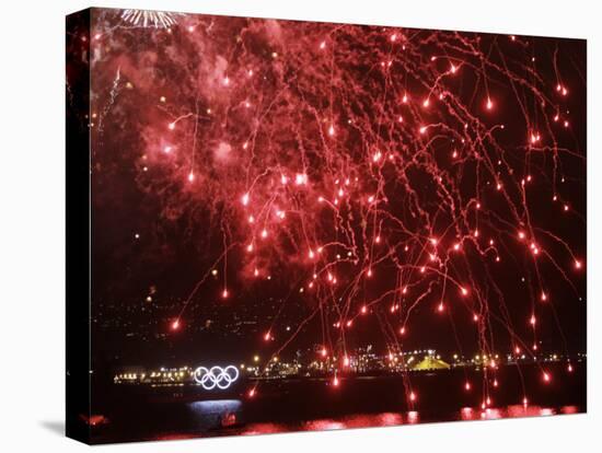 Fireworks Explode over the Olympic Rings During the Opening Ceremony of the Vancouver 2010 Olympics-null-Premier Image Canvas