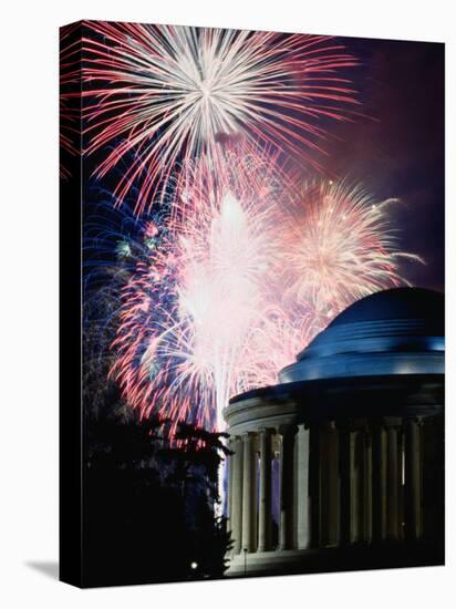 Fireworks Exploding Over Jefferson Memorial, Washington Dc, USA-Johnson Dennis-Premier Image Canvas