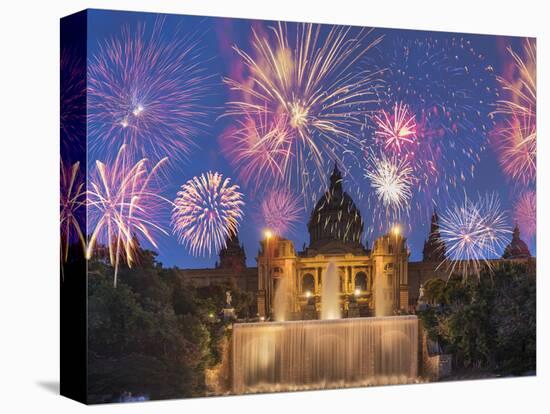 Fireworks, Montjuic, Barcelona, Catalonia, Spain, Europe-Angelo Cavalli-Premier Image Canvas