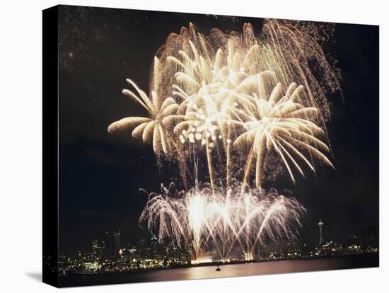 Fireworks on July 4th, at Gasworks Park; Space Needle in Background, Seattle, Washington, USA-Jamie & Judy Wild-Premier Image Canvas