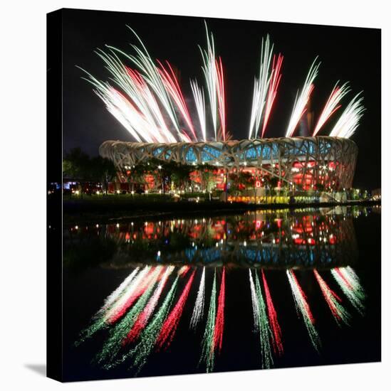 Fireworks over Bird's Nest, 2008 Summer Olympics, Beijing, China-null-Premier Image Canvas