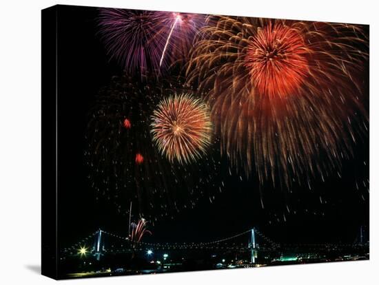 Fireworks Over Rainbow Bridge, Tokyo Bay, Japan-null-Premier Image Canvas