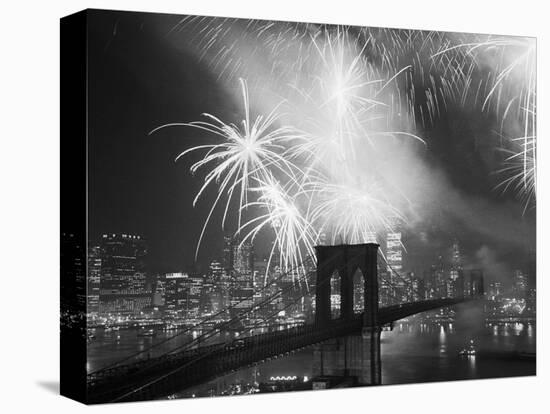 Fireworks over the Brooklyn Bridge-Bettmann-Premier Image Canvas