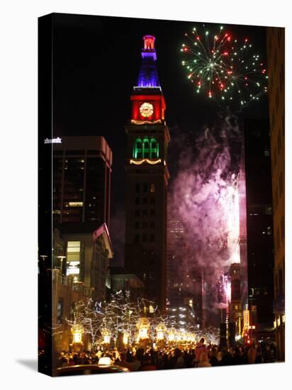 Fireworks Show is Part of the New Year Celebration Along the 16th Street Mall in Downtown Denver-null-Premier Image Canvas