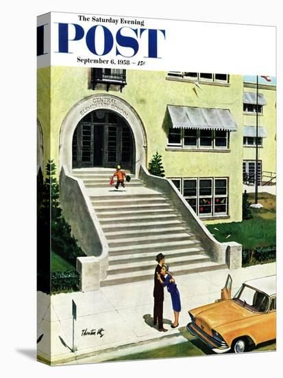 "First day of school" Saturday Evening Post Cover, September 6, 1958-Thornton Utz-Premier Image Canvas