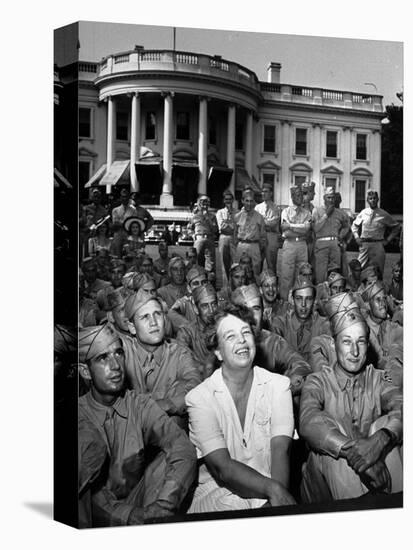 First Lady Eleanor Roosevelt with a Large Group of US Soldiers-Thomas D. Mcavoy-Premier Image Canvas