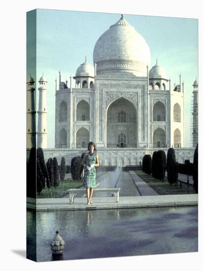 First Lady Jackie Kennedy Standing by Reflecting Pool in Front of Taj Mahal During Visit to India-Art Rickerby-Premier Image Canvas