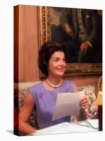 First Lady Jacqueline Kennedy Looking over Some Papers at the White House-Ed Clark-Premier Image Canvas