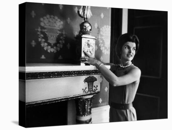 First Lady Jacqueline Kennedy Showing Off James Monroe Era Candelabrum in White House-Ed Clark-Premier Image Canvas
