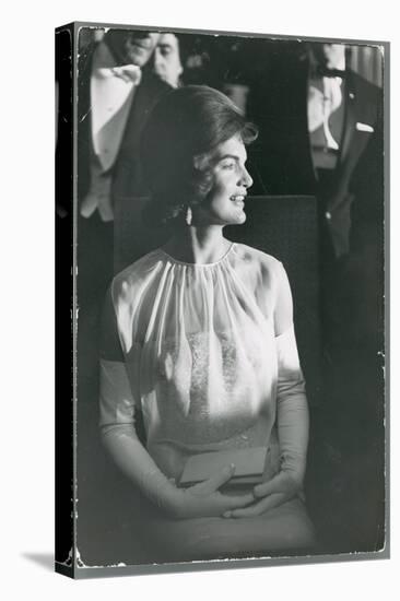 First Lady Jacqueline Kennedy Sitting Regally in Presidential During JFK's Inaugural Ball-Paul Schutzer-Premier Image Canvas