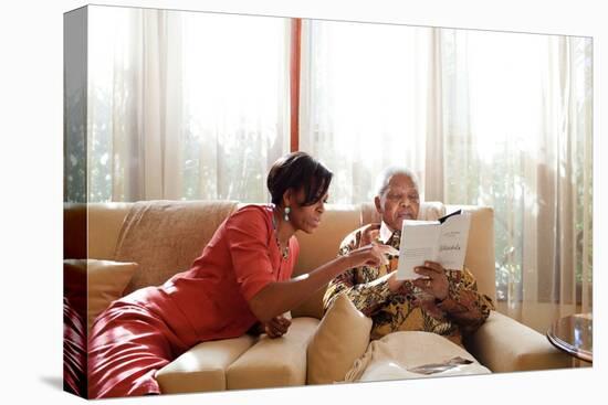 First Lady Michelle Obama Meets with Former President Nelson Mandela of South Africa-null-Stretched Canvas