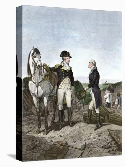 First Meeting of George Washington and Alexander Hamilton, Wearing Continental Army Uniforms-null-Premier Image Canvas