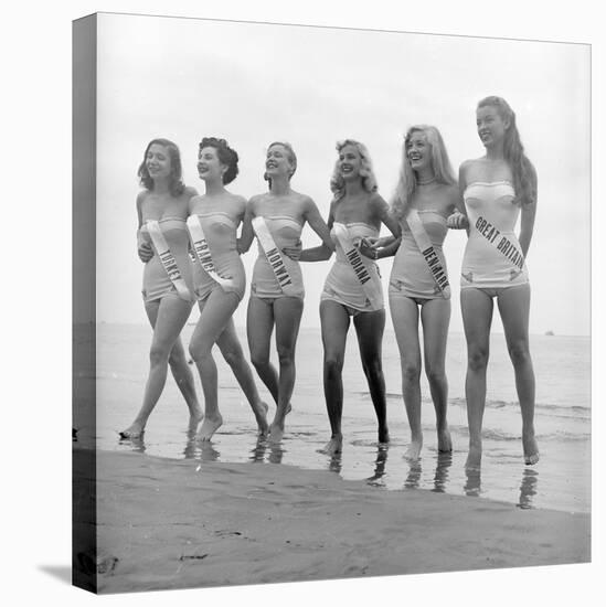 First Miss Universe Contest Contestants Wearing Bathing Suits, Long Beach, CA, 1952-George Silk-Premier Image Canvas
