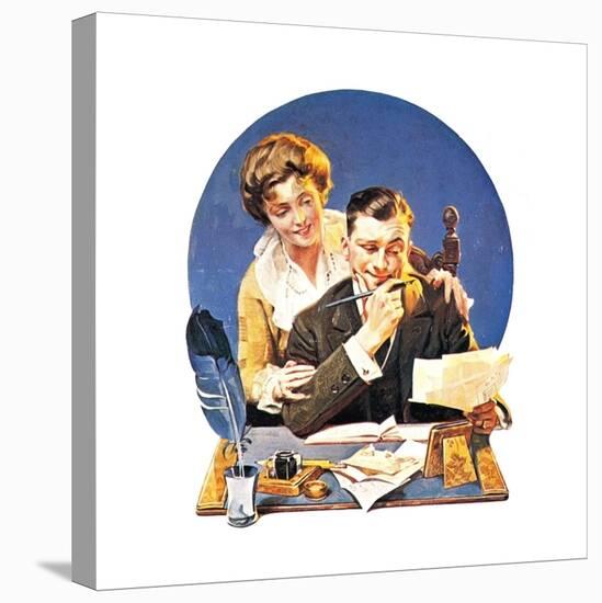 First of the Month (or Family Paying Bills)-Norman Rockwell-Premier Image Canvas