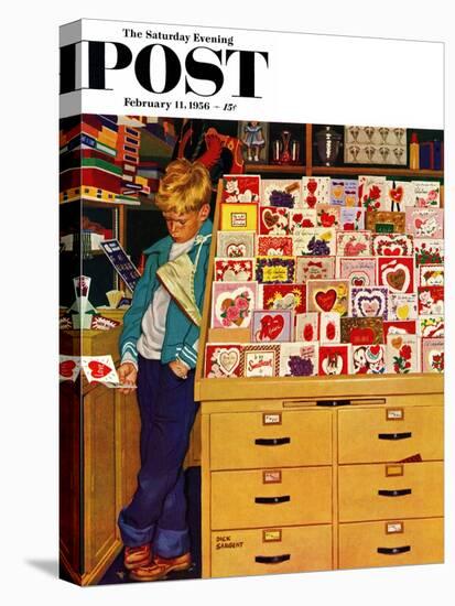 "First Valentine" Saturday Evening Post Cover, February 11, 1956-Richard Sargent-Premier Image Canvas