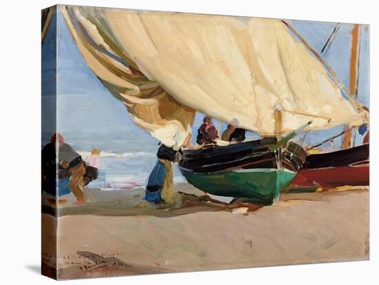Fischer, verankerte Boote, Valencia-Joaquin Sorolla-Premier Image Canvas