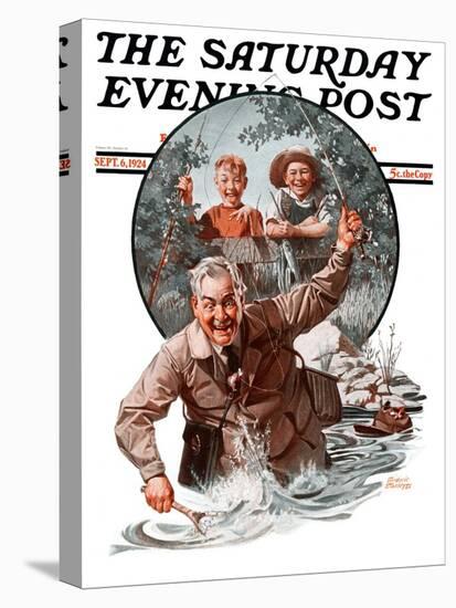 "Fisherman and Boys," Saturday Evening Post Cover, September 6, 1924-Frederic Stanley-Premier Image Canvas