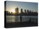 Fisherman Fishing from a Jersey City Pier at Dawn Facing the Manhattan Skyline, Jersey City-Amanda Hall-Premier Image Canvas