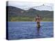 Fisherman in Dugout Canoe Casts Net in Shire River, Lake Malawi's Only Outlet, Southern End of Lake-Nigel Pavitt-Premier Image Canvas