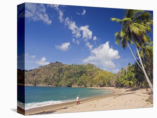 Fisherman on a Palm-Fringed Beach, Englishmans Bay, Tobago, Trinidad and Tobago-Christian Kober-Premier Image Canvas