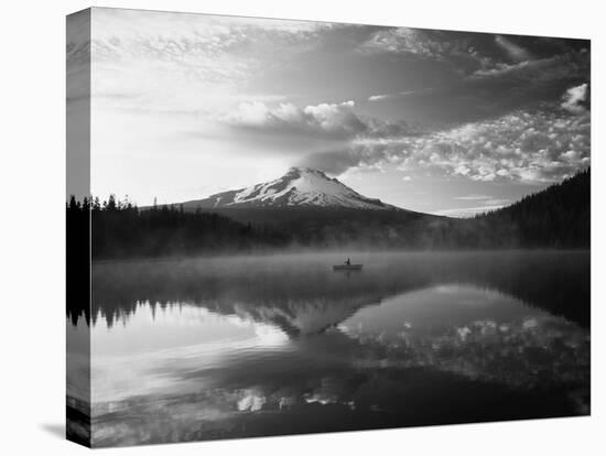 Fisherman, Trillium Lake, Mt Hood National Forest, Mt Hood Wilderness Area, Oregon, USA-Adam Jones-Premier Image Canvas