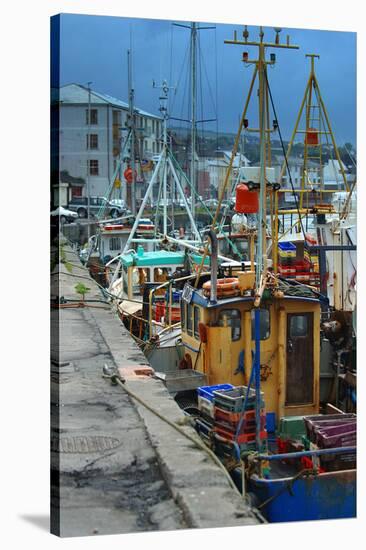 Fishermen in dock-null-Stretched Canvas
