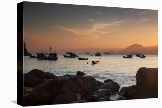Fishermen's Boats Float Off the Coast of Praia Da Picinguaba, Ubatuba, Brazil-Alex Saberi-Premier Image Canvas