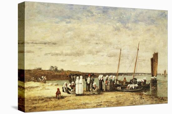 Fisherwomen Disembarking from Plougastel, 1870-Eugène Boudin-Premier Image Canvas