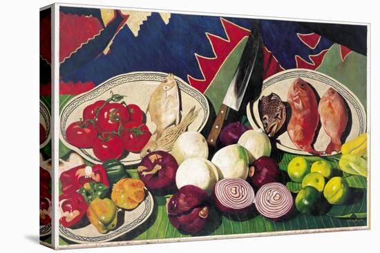 Fishes with Knife, Lemons and Vegetables, 2005-Pedro Diego Alvarado-Premier Image Canvas