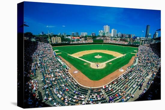 Fisheye view of crowd and diamond during a professional baseball game, Wrigley Field, Illinois-null-Premier Image Canvas