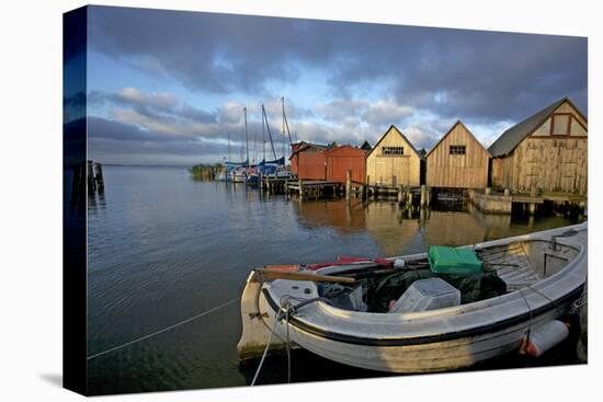 Fishing Boat in Front of the Boathouses in the Harbour of Ahrenshoop in the Saaler Bodden-Uwe Steffens-Premier Image Canvas