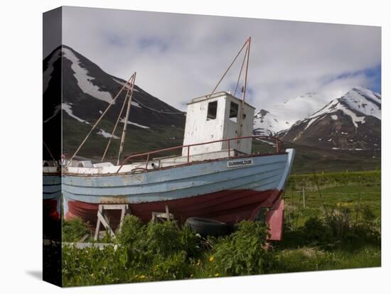 Fishing Boat on Land, Eyjafjordur, Iceland, Polar Regions-Michael Runkel-Premier Image Canvas