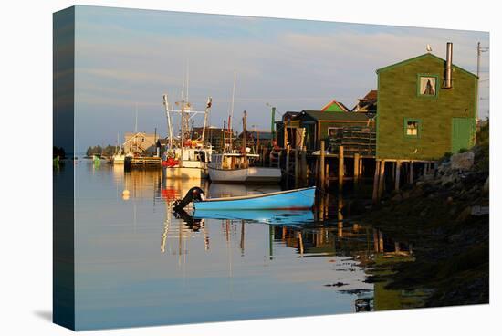 Fishing boats at dock-null-Stretched Canvas