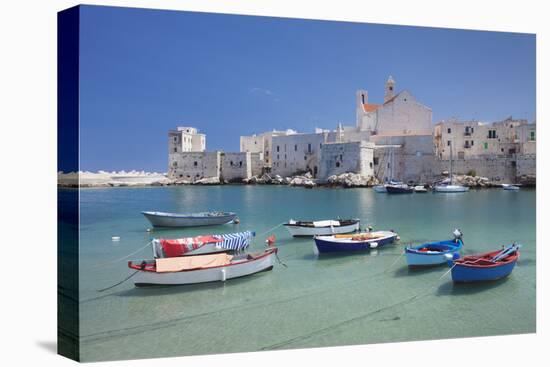 Fishing boats at the harbour, old town with cathedral, Giovinazzo, Bari district, Puglia, Italy, Me-Markus Lange-Premier Image Canvas