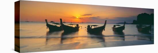 Fishing Boats in the Sea, Railay Beach, Krabi, Krabi Province, Thailand-null-Premier Image Canvas