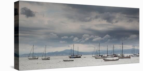 Fishing Boats Line Up Near the Coast of Florianopolis Island in Santa Catarina, Brazil-Alex Saberi-Premier Image Canvas