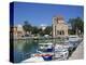 Fishing Boats Moored in Harbour and Domed Church, Aegina Town, Aegina, Saronic Islands, Greece-Lightfoot Jeremy-Premier Image Canvas