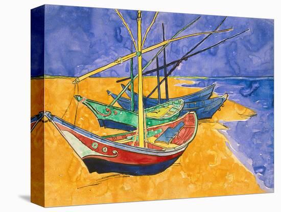 Fishing Boats on the Beach at Saintes-Maries-De-La-Mer-Vincent van Gogh-Premier Image Canvas
