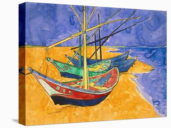 Fishing Boats on the Beach at Saintes-Maries-De-La-Mer-Vincent van Gogh-Premier Image Canvas