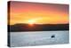 Fishing from boat on Soda Lake at sunset, Wyoming-Alan Majchrowicz-Premier Image Canvas