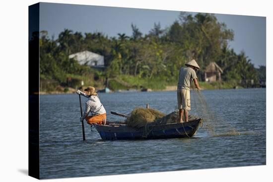 Fishing from boat on Thu Bon River, Hoi An, Vietnam-David Wall-Premier Image Canvas