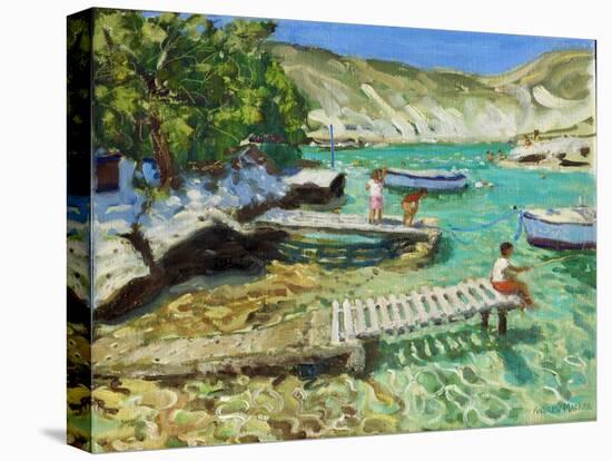 Fishing from the jetty, Milos ,Greece-Andrew Macara-Premier Image Canvas