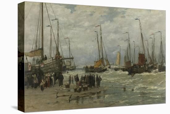 Fishing in Breaking Waves, Humpies, Salmon-Hendrik Willem Mesdag-Stretched Canvas