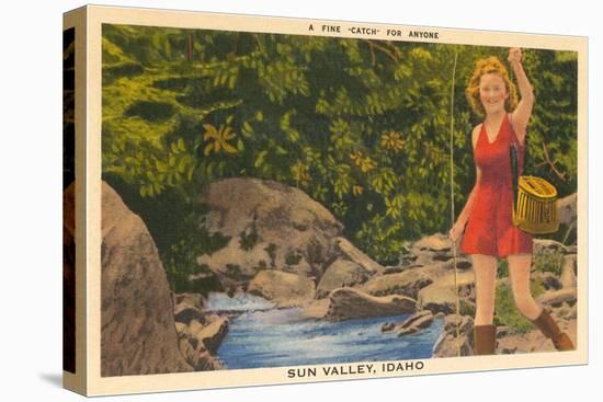 Fishing in Sun Valley, Idaho, Girl in Sun Dress-null-Stretched Canvas