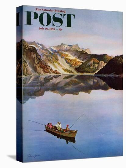 "Fishing on Mountain Lake" Saturday Evening Post Cover, July 16, 1955-John Clymer-Premier Image Canvas