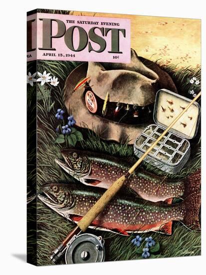 "Fishing Still Life," Saturday Evening Post Cover, April 15, 1944-John Atherton-Premier Image Canvas